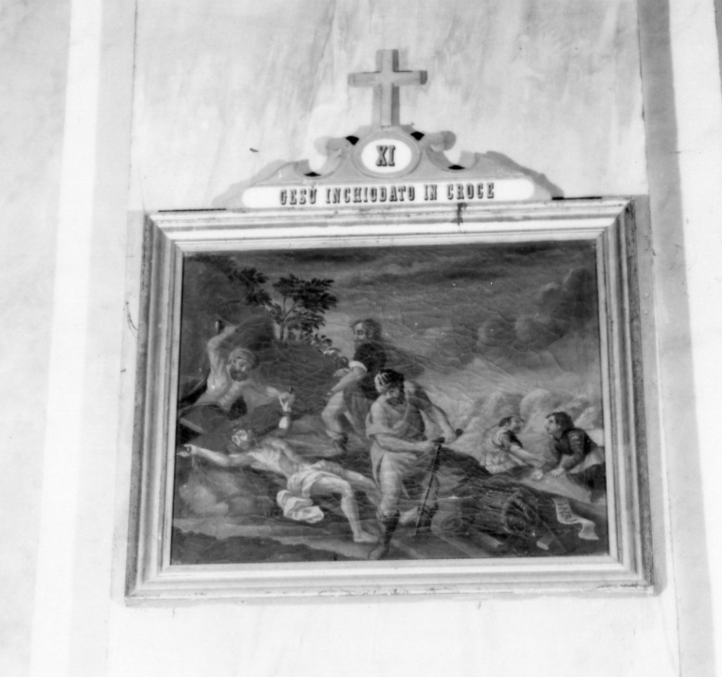 stazione XI: Gesù inchiodato alla croce (dipinto, elemento d'insieme) - ambito marchigiano (sec. XVIII)