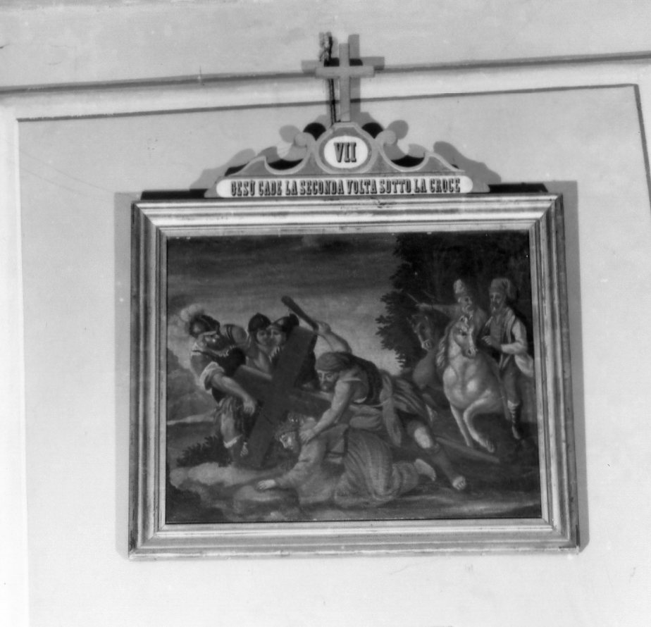 stazione VII: Gesù cade sotto la croce la seconda volta (dipinto, elemento d'insieme) - ambito marchigiano (sec. XVIII)