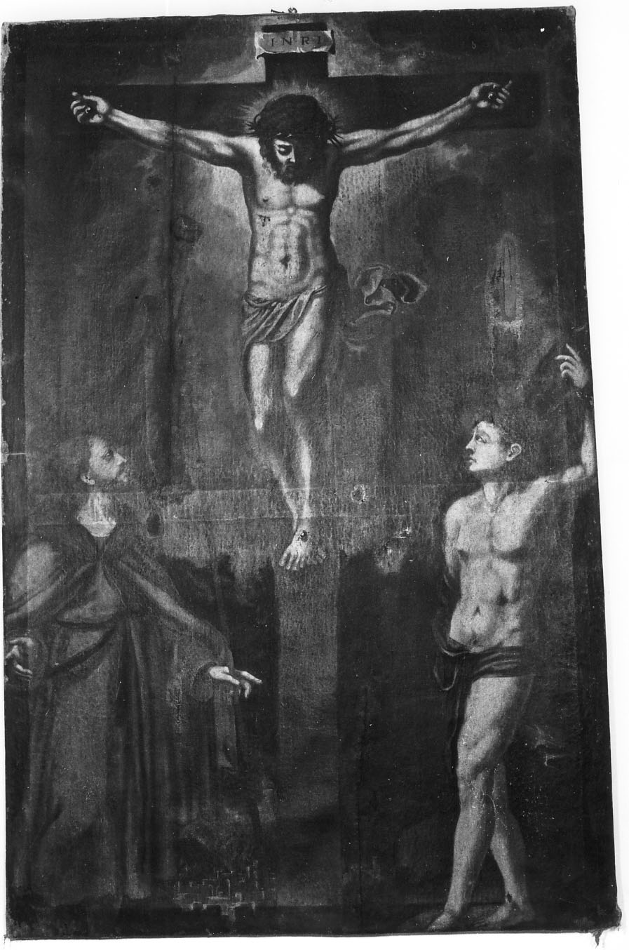 Crocifissione di Cristo e Santi, crocifissione di Cristo (dipinto) - ambito Italia centrale (sec. XVII)