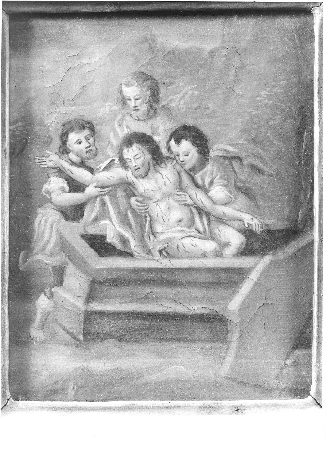 stazione XIV: Gesù deposto nel sepolcro (dipinto) - ambito marchigiano (seconda metà sec. XVIII)