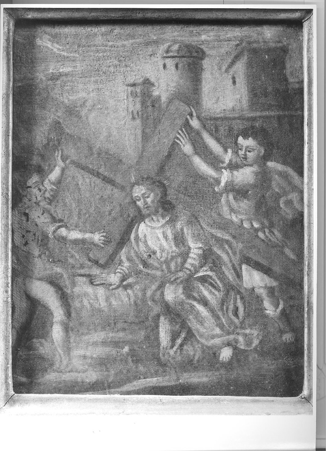 stazione III: Gesù cade sotto la croce la prima volta (dipinto) - ambito marchigiano (seconda metà sec. XVIII)
