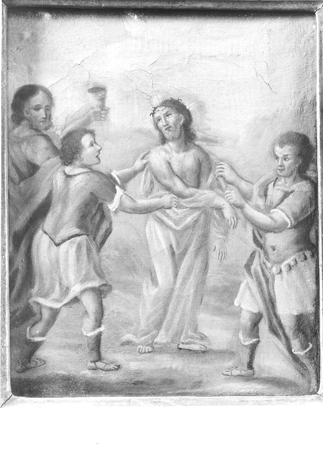 stazione X: Gesù spogliato e abbeverato di fiele (dipinto) - ambito marchigiano (seconda metà sec. XVIII)