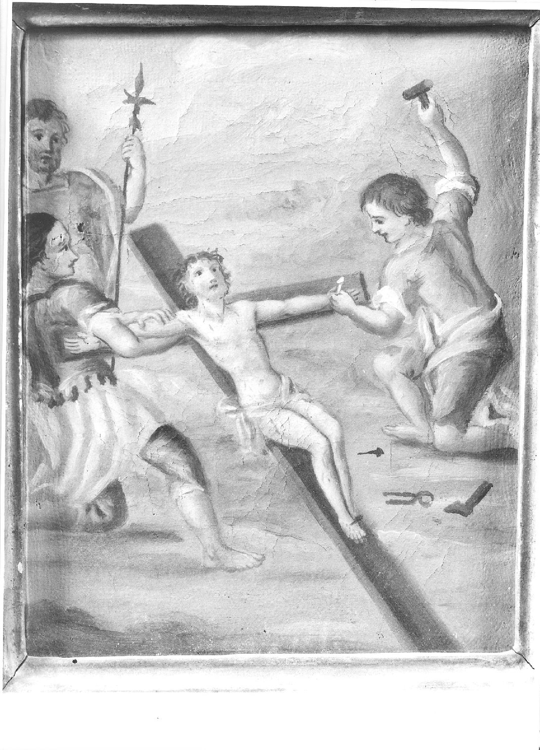 stazione XI: Gesù inchiodato alla croce (dipinto) - ambito marchigiano (seconda metà sec. XVIII)