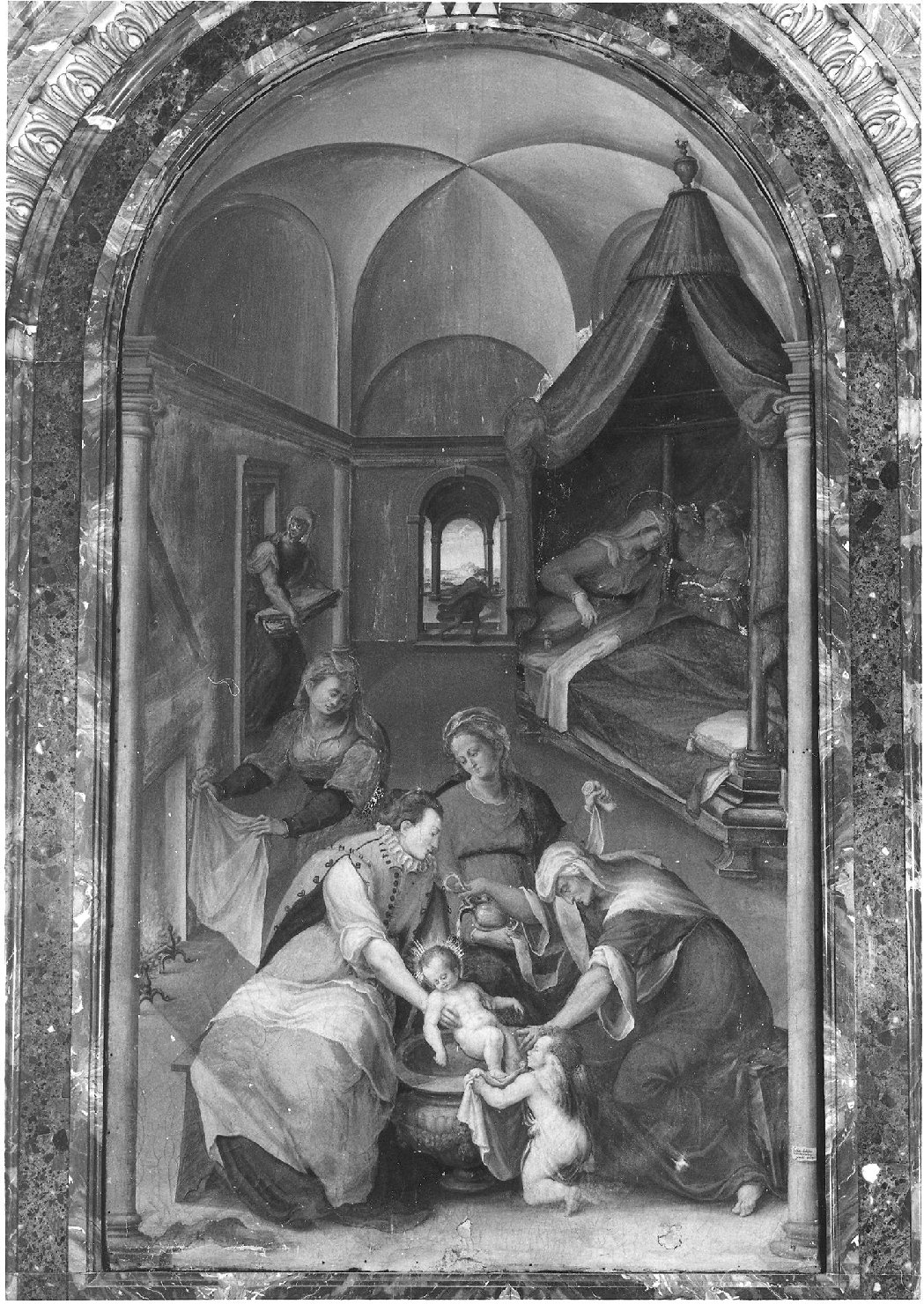 nascita di Maria Vergine (dipinto) di Dolci Lucio (seconda metà sec. XVI)