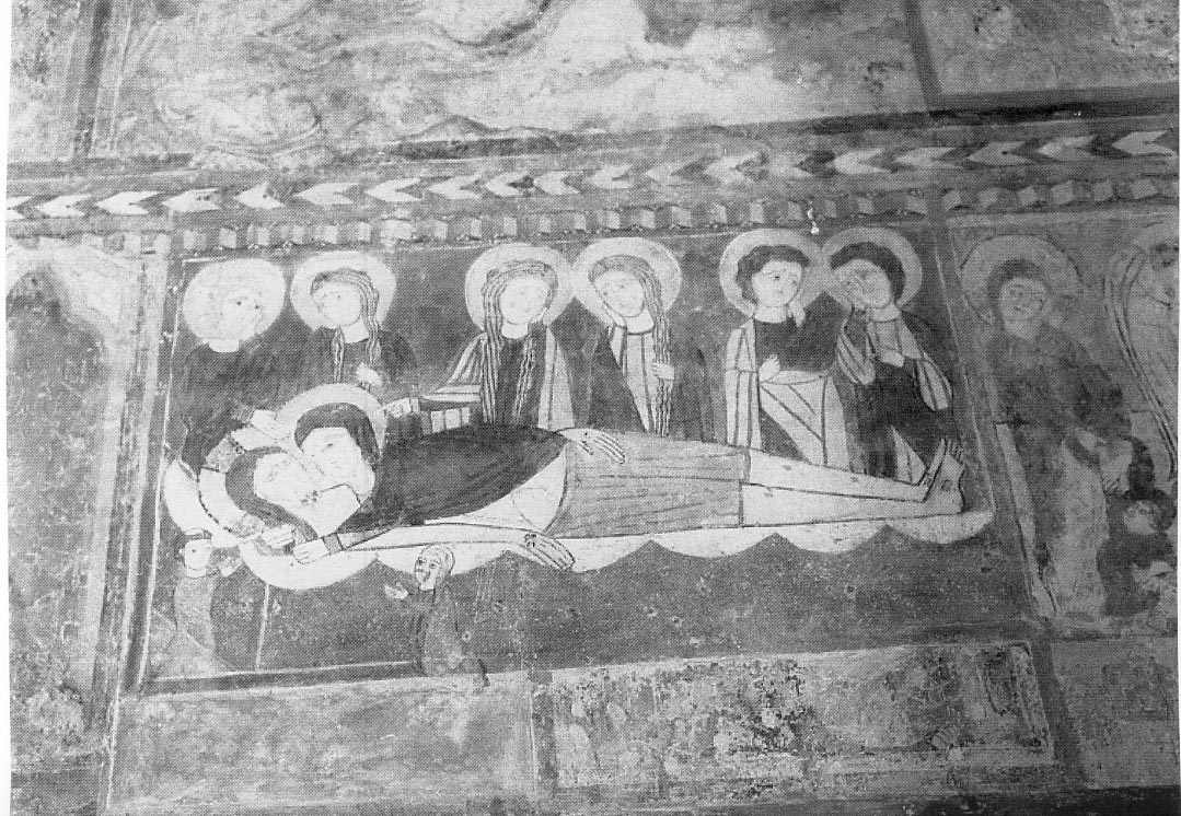 Compianto sul Cristo morto, compianto sul Cristo morto (dipinto murale, elemento d'insieme) - ambito marchigiano (seconda metà sec. XIII)