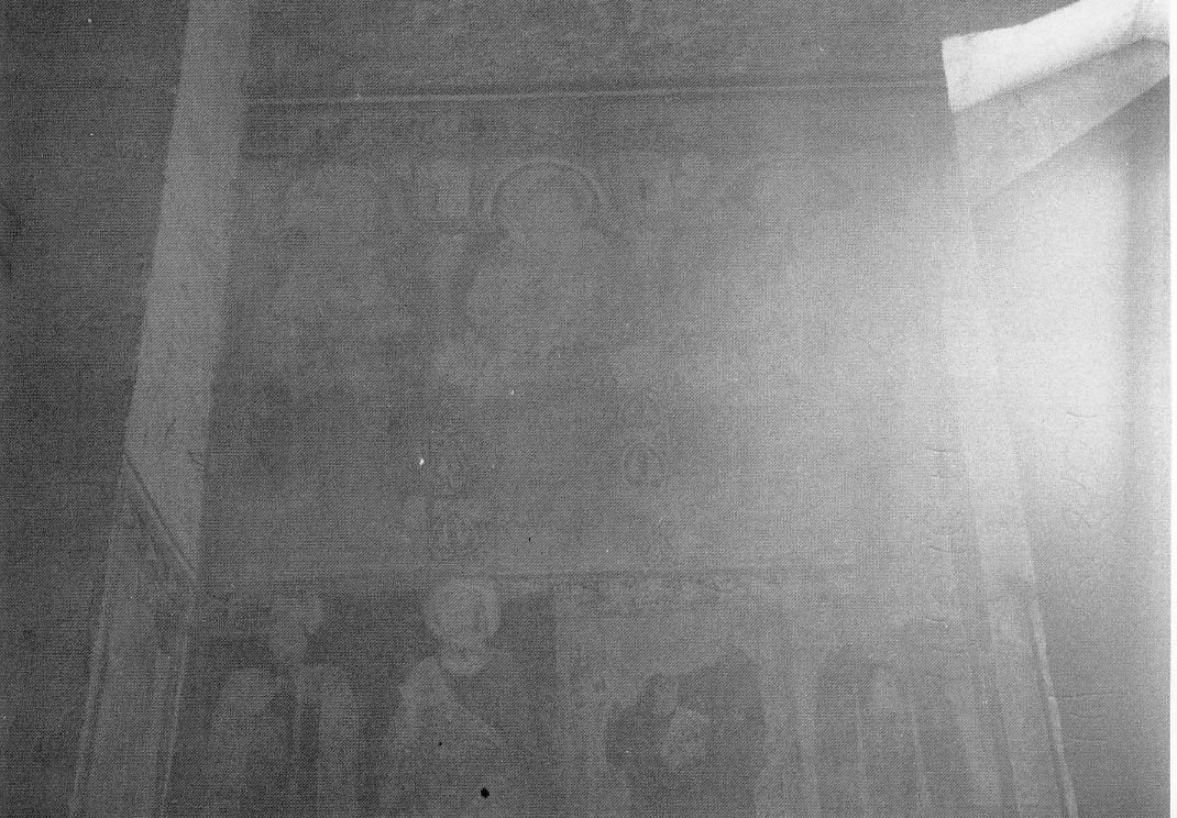 Madonna in trono con Bambino e Santi, Madonna in trono con Bambino e Santi (dipinto murale, elemento d'insieme) - ambito marchigiano (sec. XIV)