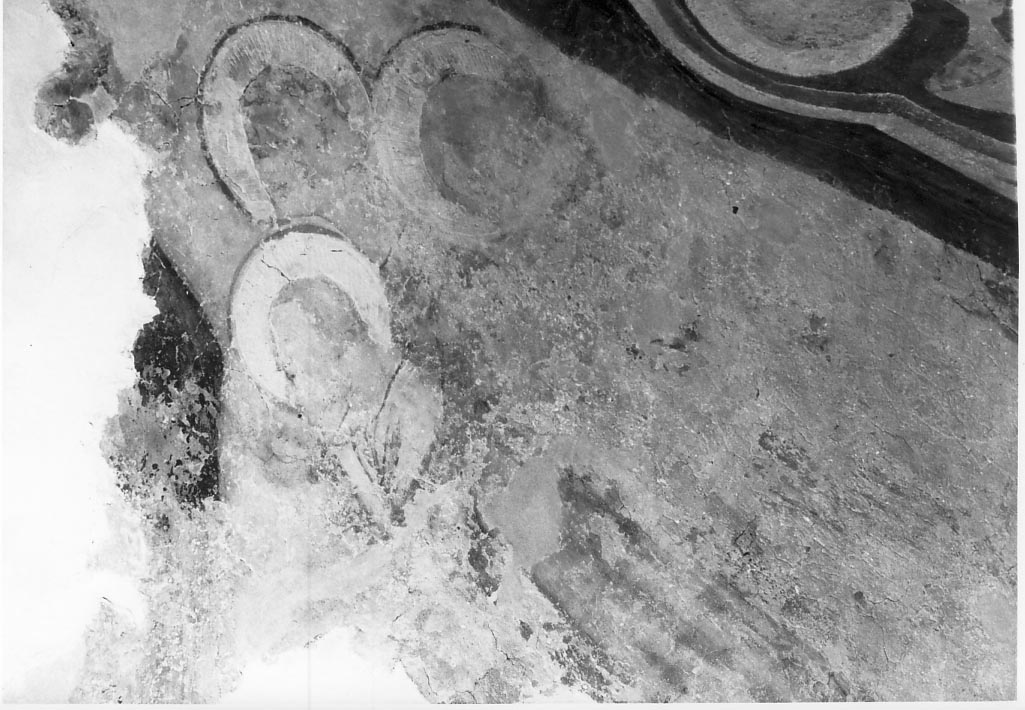 Tre Santi aureolati, Santi (dipinto murale, ciclo) - ambito marchigiano (sec. XV)