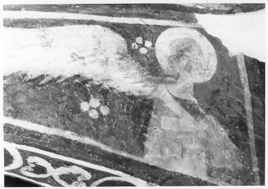 Figura di Angelo, angelo (dipinto murale, ciclo) - ambito marchigiano (sec. XV)