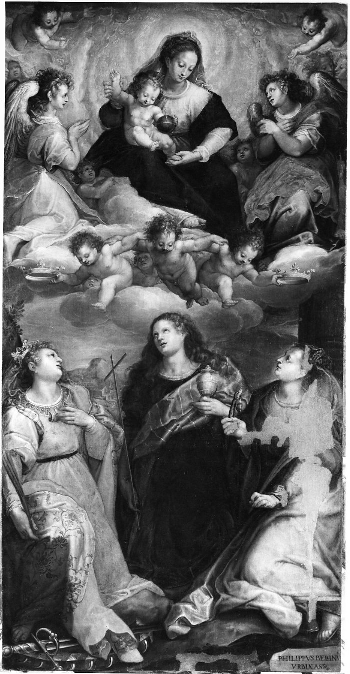 Madonna con Bambino, Santa Caterina, Santa Maria Maddalena, Sant'Apollonia (dipinto) di Bellini Filippo (sec. XVI)