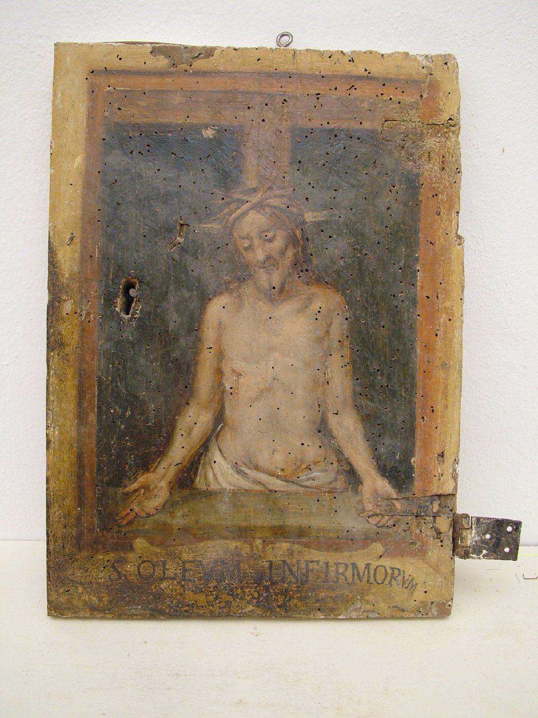 Ecce Homo (anta di armadietto per oli santi) - ambito marchigiano (sec. XVI)