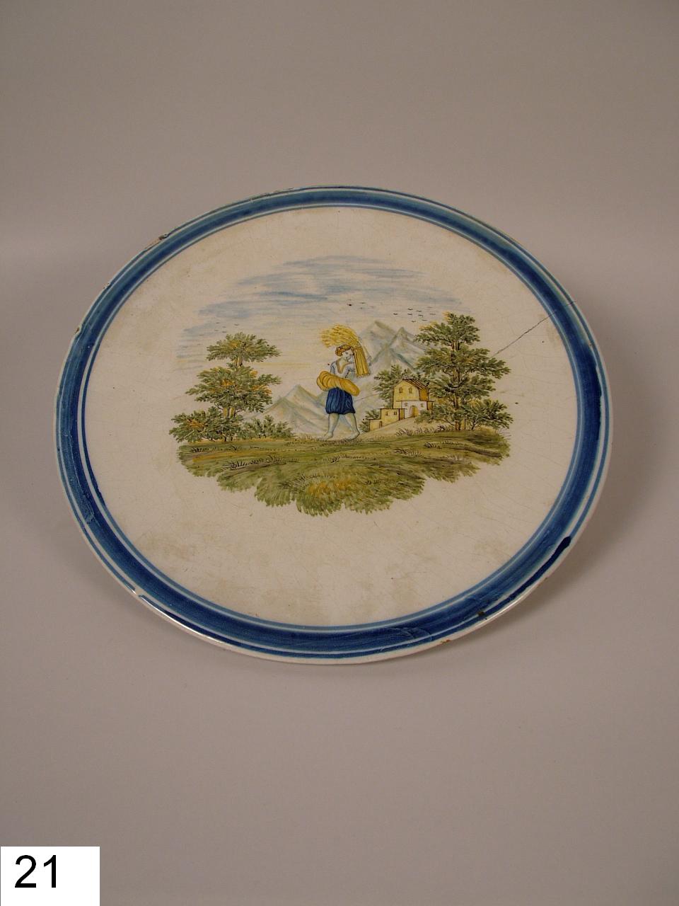 paesaggio con contadina (piatto) - manifattura italiana (sec. XIX)