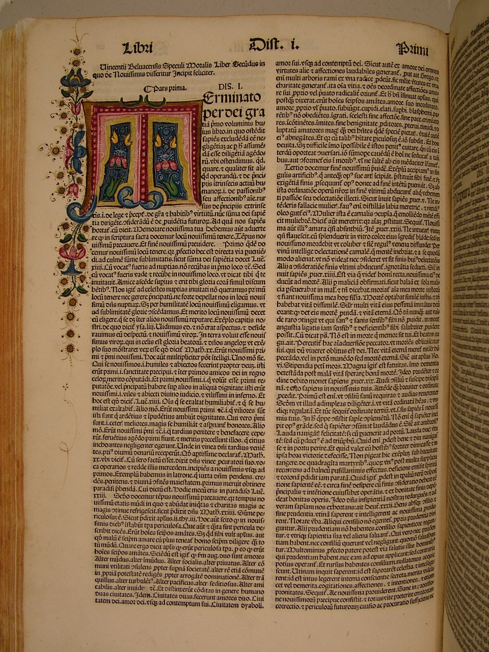 iniziale "T" (miniatura, elemento d'insieme) - ambito Italia centro-settentrionale (fine sec. XV)