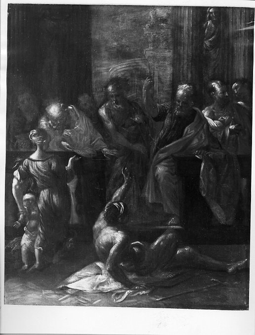 San Pietro e San Giovanni Evangelista guariscono lo storpio (dipinto) - ambito marchigiano (sec. XVII)