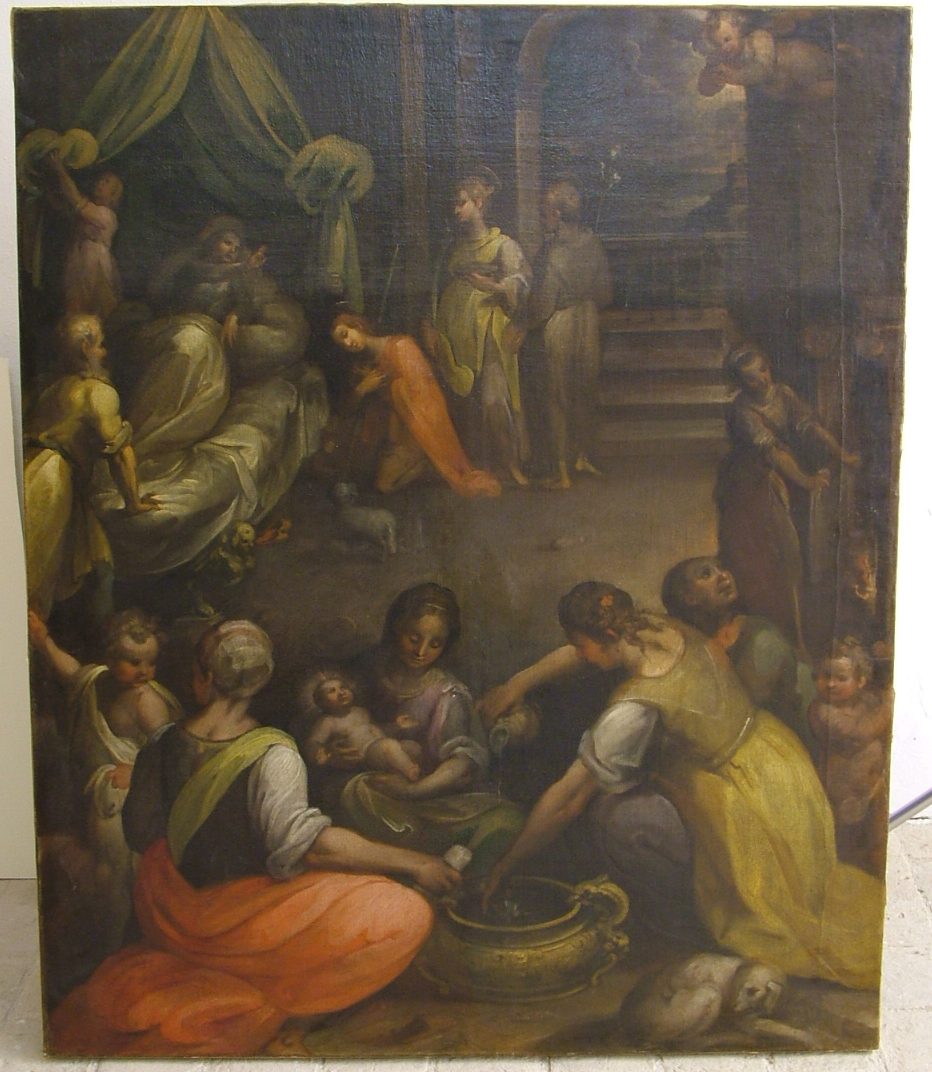 nascita di San Giovanni Battista (dipinto) di Viviani Antonio (fine/inizio secc. XVI/ XVII)