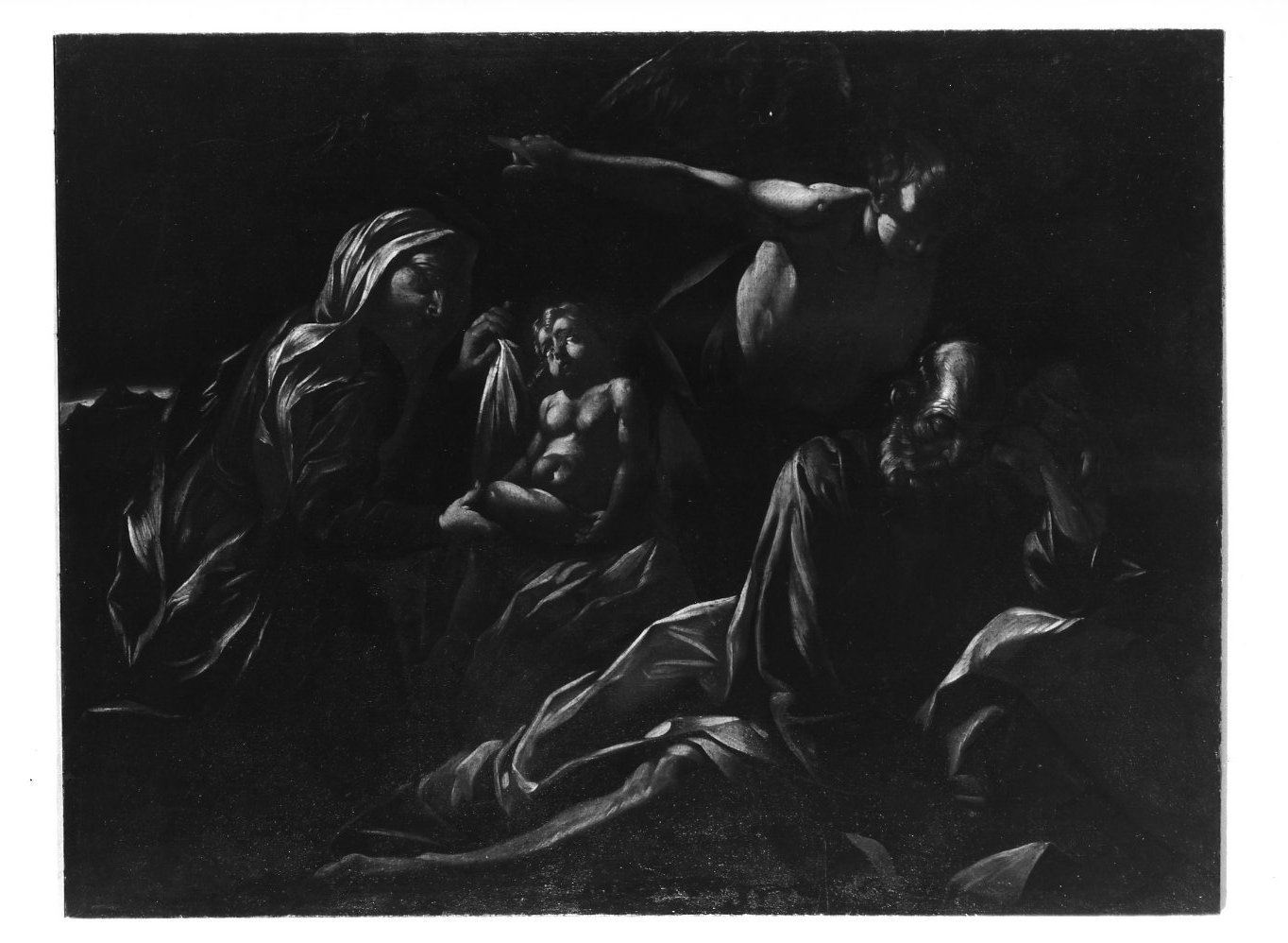 riposo nella fuga in Egitto (dipinto) di Falcone Aniello (metà sec. XVII)