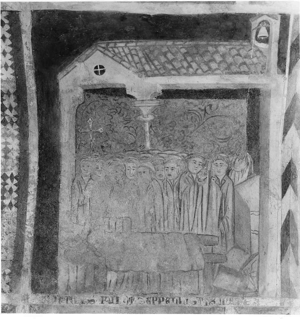 seppellire i morti (dipinto, elemento d'insieme) - ambito Italia meridionale (fine/inizio secc. XIV/ XV)