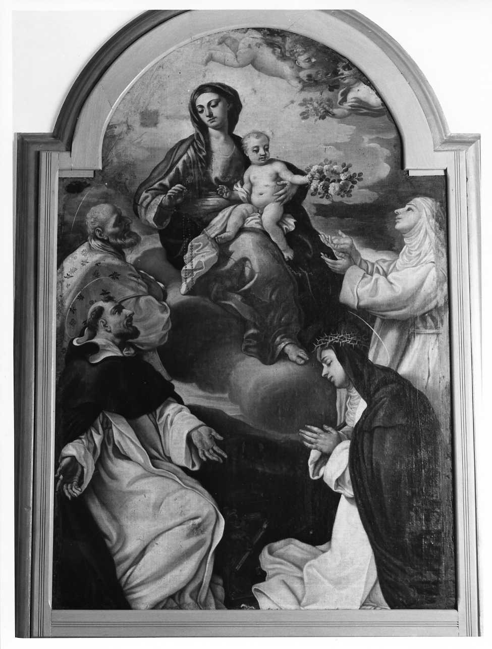 Madonna del Rosario (dipinto) di Boraglia Nicola (attribuito) (fine/inizio secc. XVII/ XVIII)