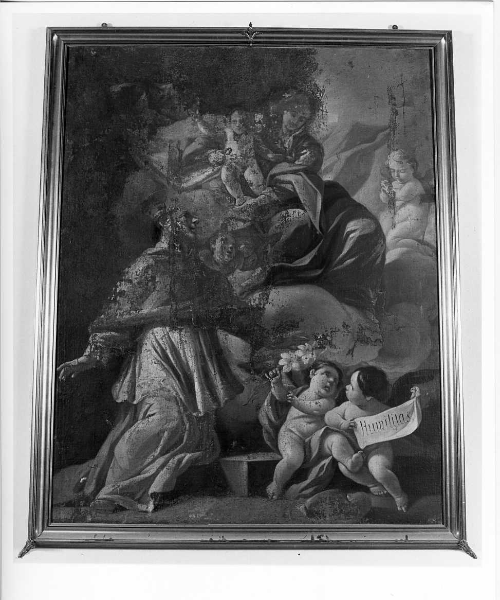 Madonna con Bambino e Sant' Ambrogio (dipinto) di Brunetti Benedetto (bottega) (sec. XVIII)