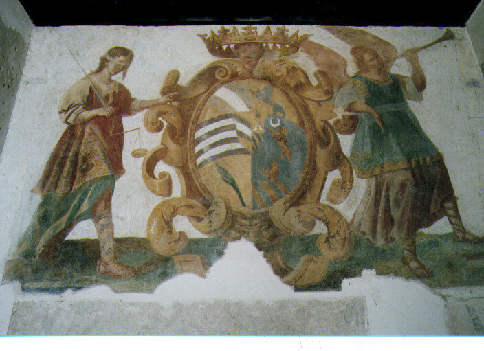 Giustizia e Fama presentano gli emblemi dei feudatari di Venafro (dipinto) - ambito molisano (fine/inizio secc. XVII/ XVIII)