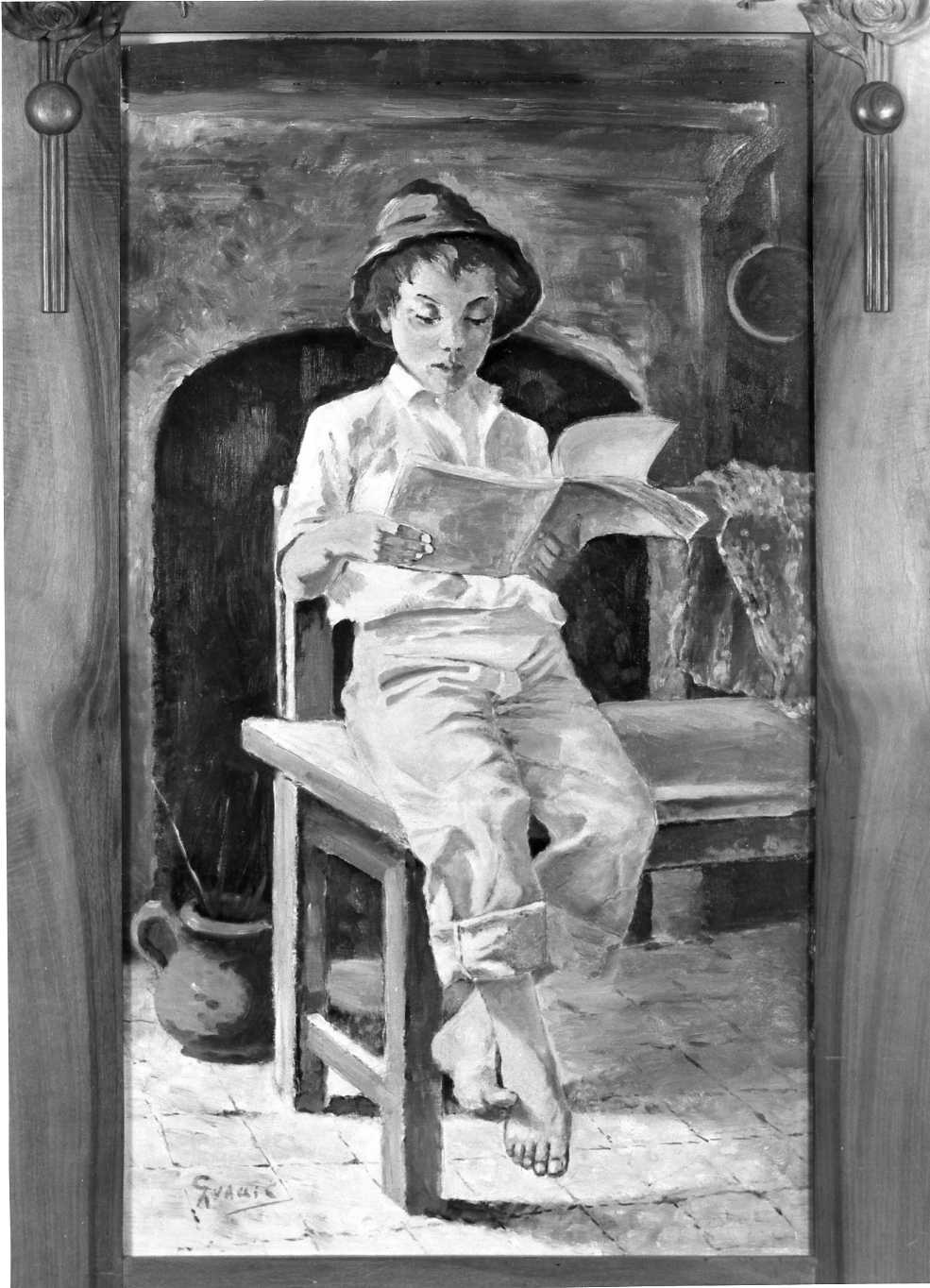 Bambino che legge (dipinto, opera isolata) di Guacci Corradino (attribuito) (prima metà sec. XX)