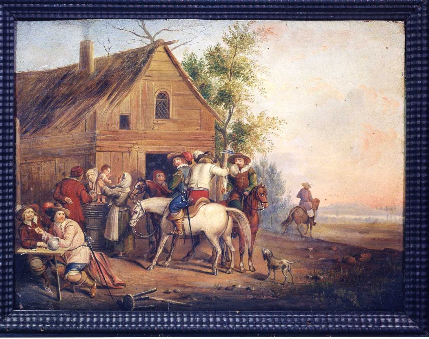 Paesaggio con osteria e cavalieri (dipinto) - ambito napoletano (fine/inizio secc. XVII/ XVIII)