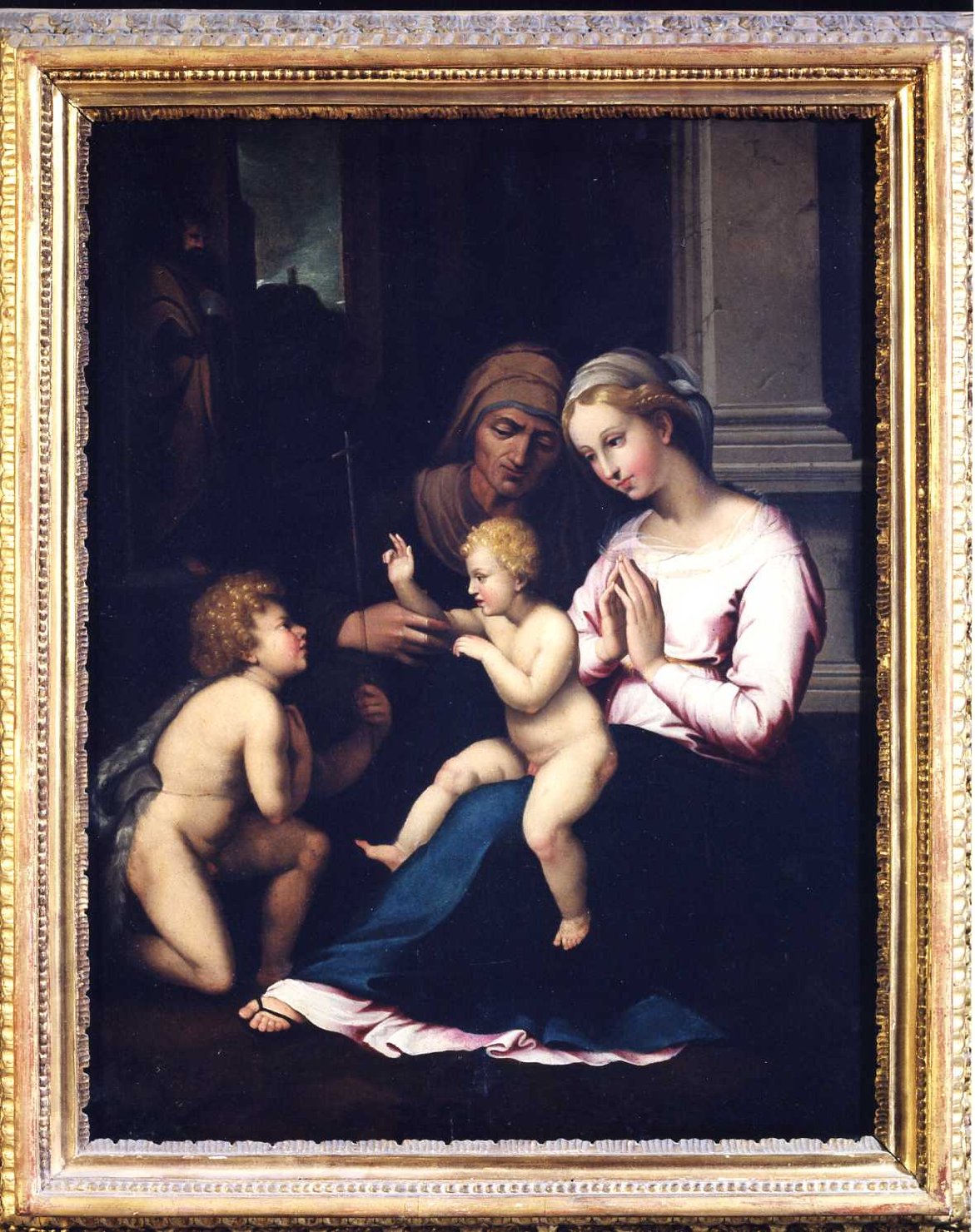 Madonna del Divino amore, Madonna con Bambino Sant'Anna e San Giovannino (dipinto) - ambito Italia meridionale (sec. XVII)