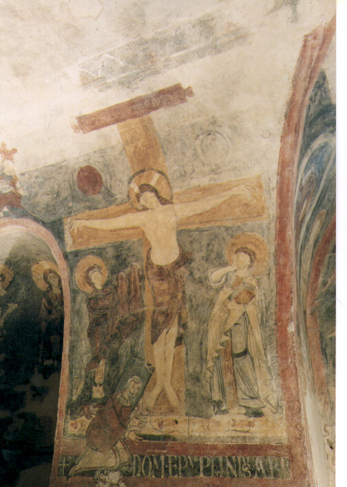 crocifissione di Cristo (dipinto, frammento) - ambito beneventano (sec. IX)