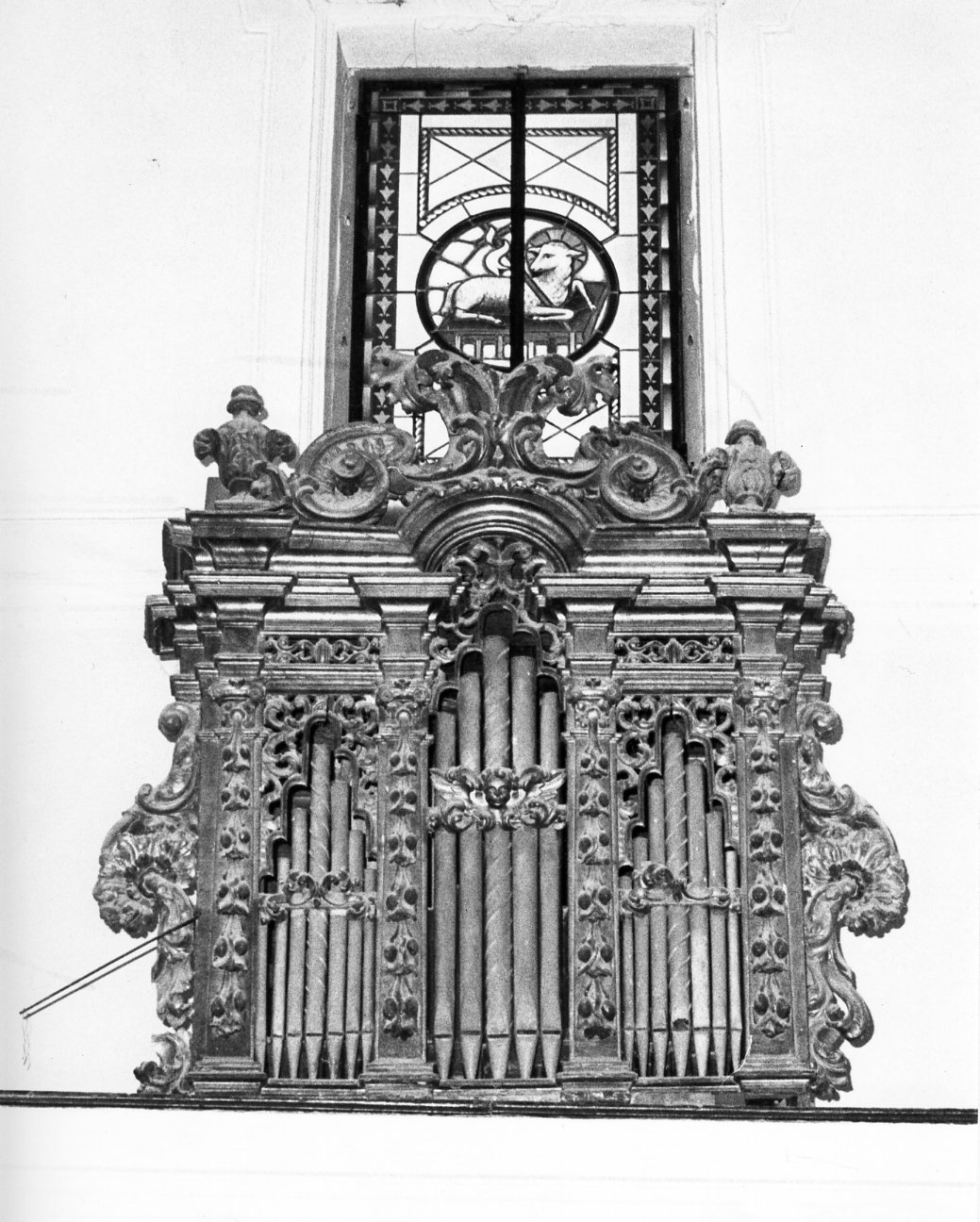 cassa d'organo, elemento d'insieme - bottega italiana (fine sec. XVI)