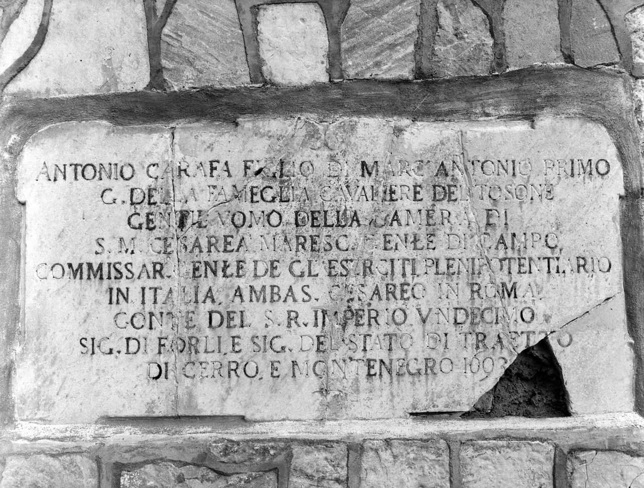 lapide documentaria - bottega Italia meridionale (sec. XVII)