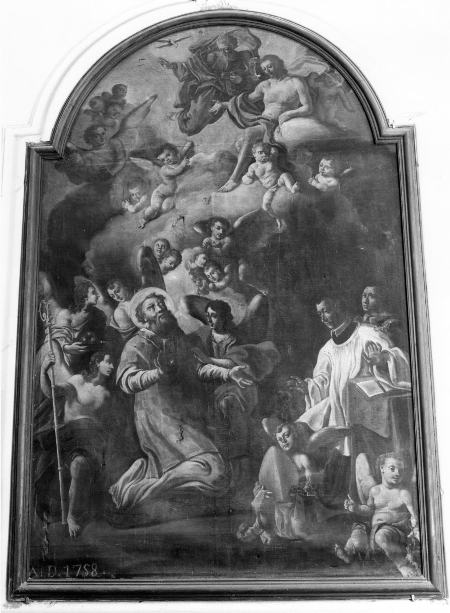 San Nicola di Bari con Cristo, l'Eterno, Angeli e Santi (dipinto) - ambito molisano (sec. XVIII)