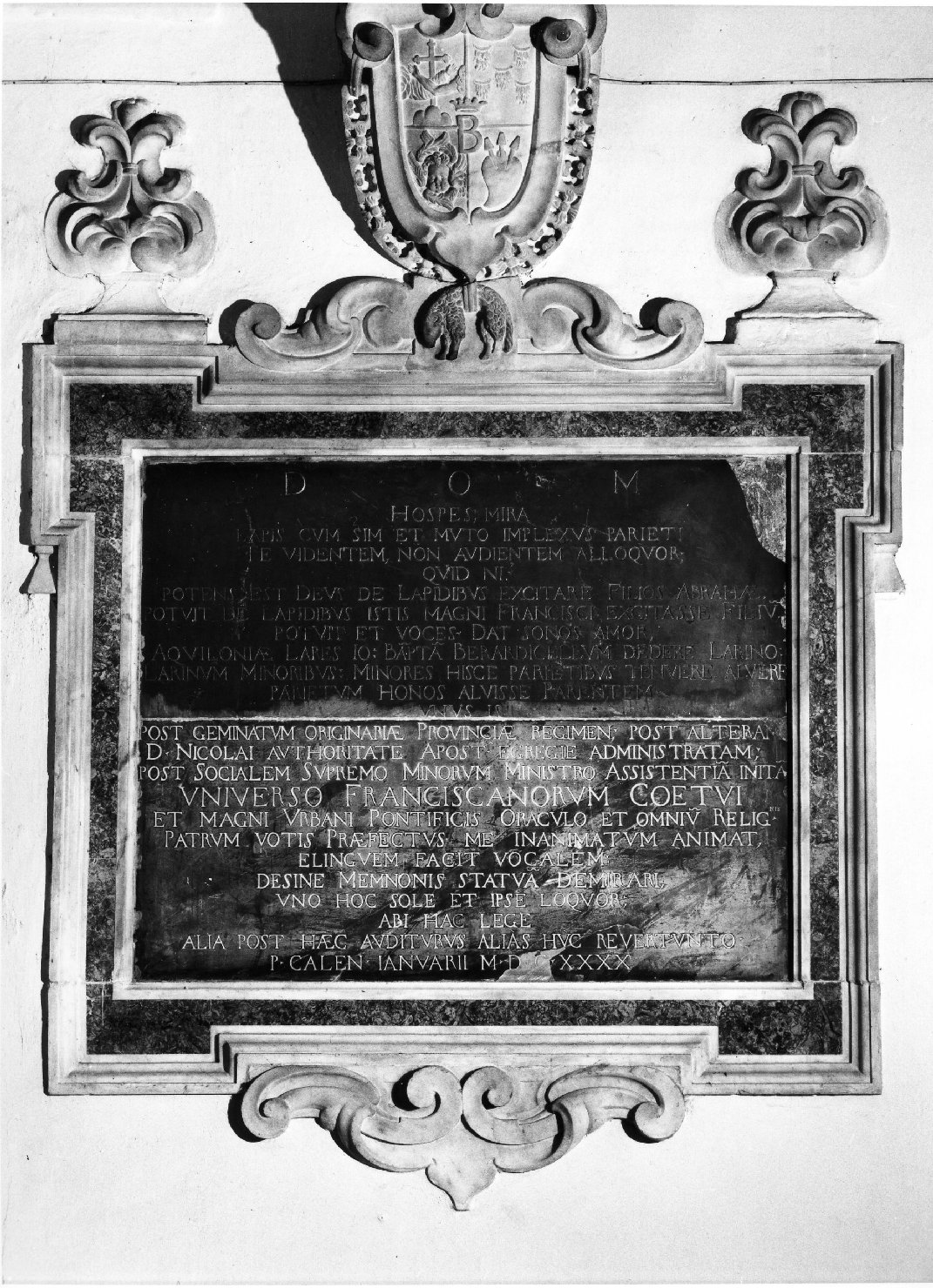 lapide celebrativa, opera isolata - bottega napoletana (sec. XVII)