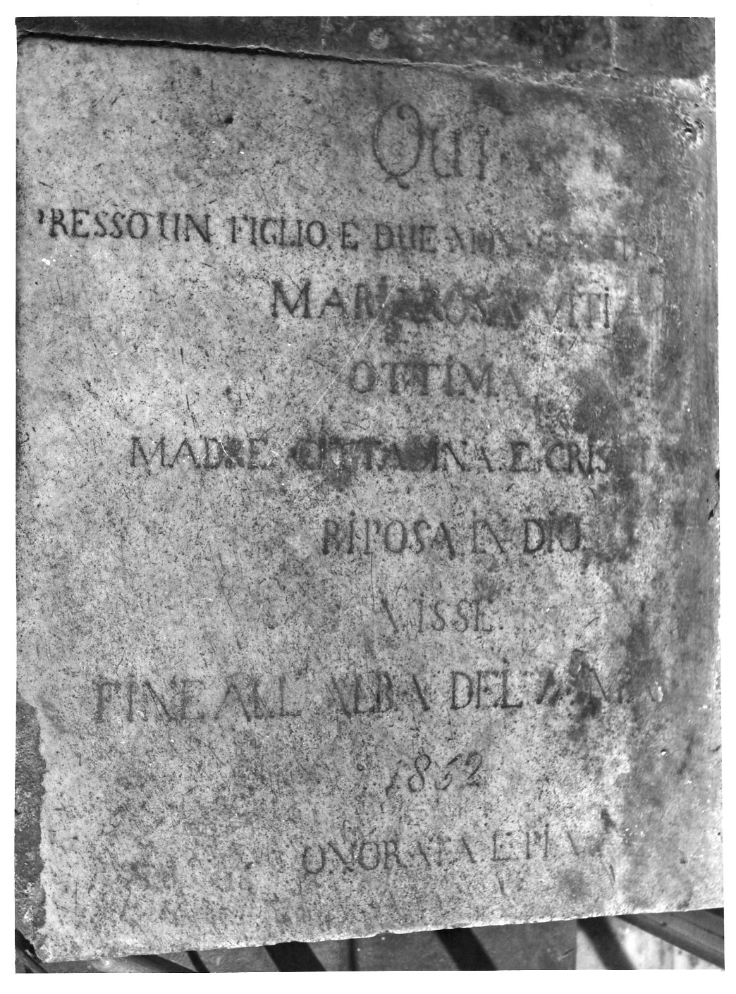 lapide - bottega Italia meridionale (sec. XIX)