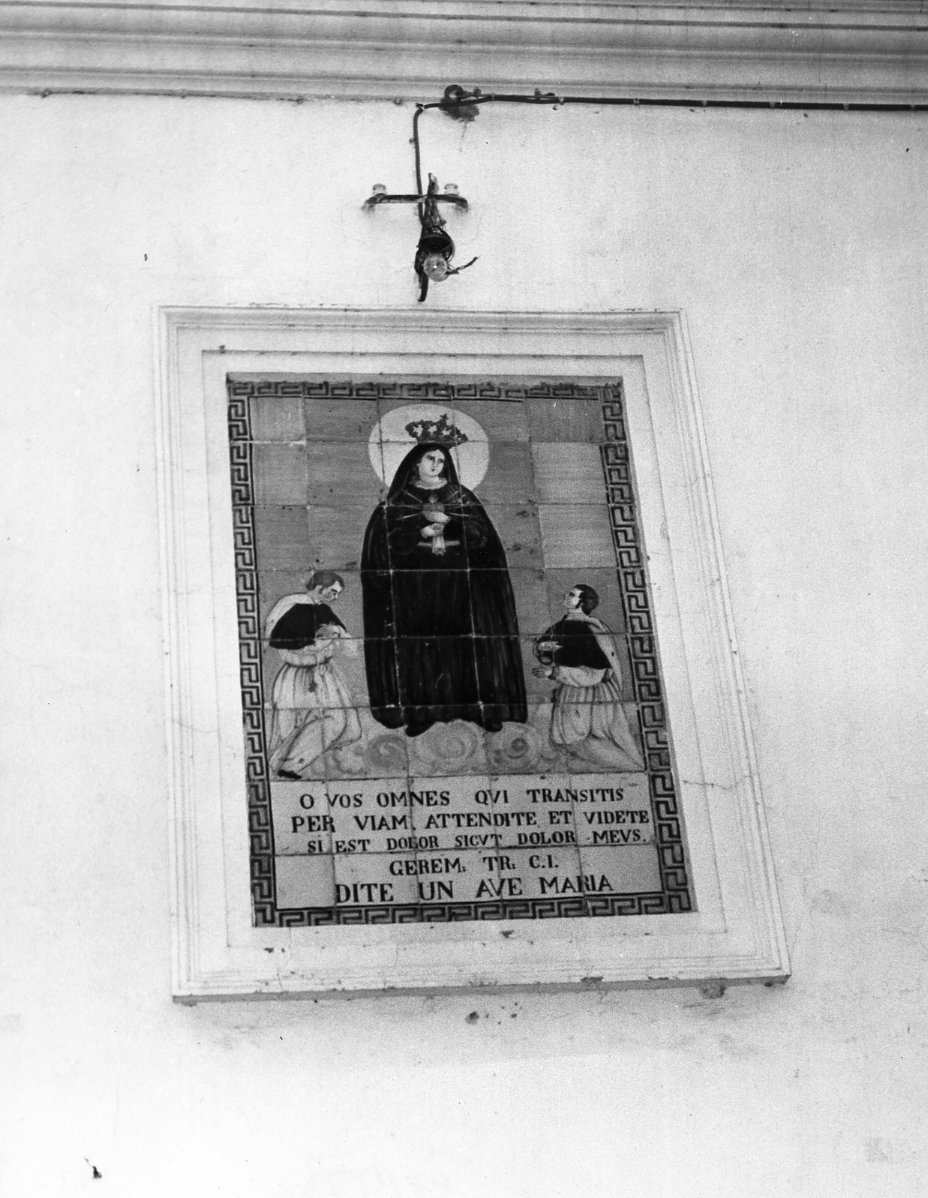Madonna Addolorata e due fedeli (decorazione) - bottega molisana (sec. XIX)