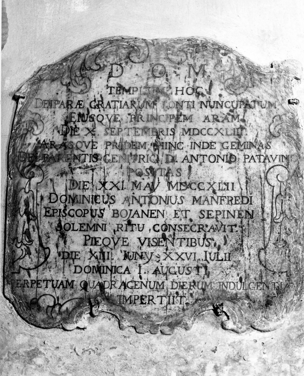 lapide documentaria, opera isolata - bottega molisana (sec. XVIII)