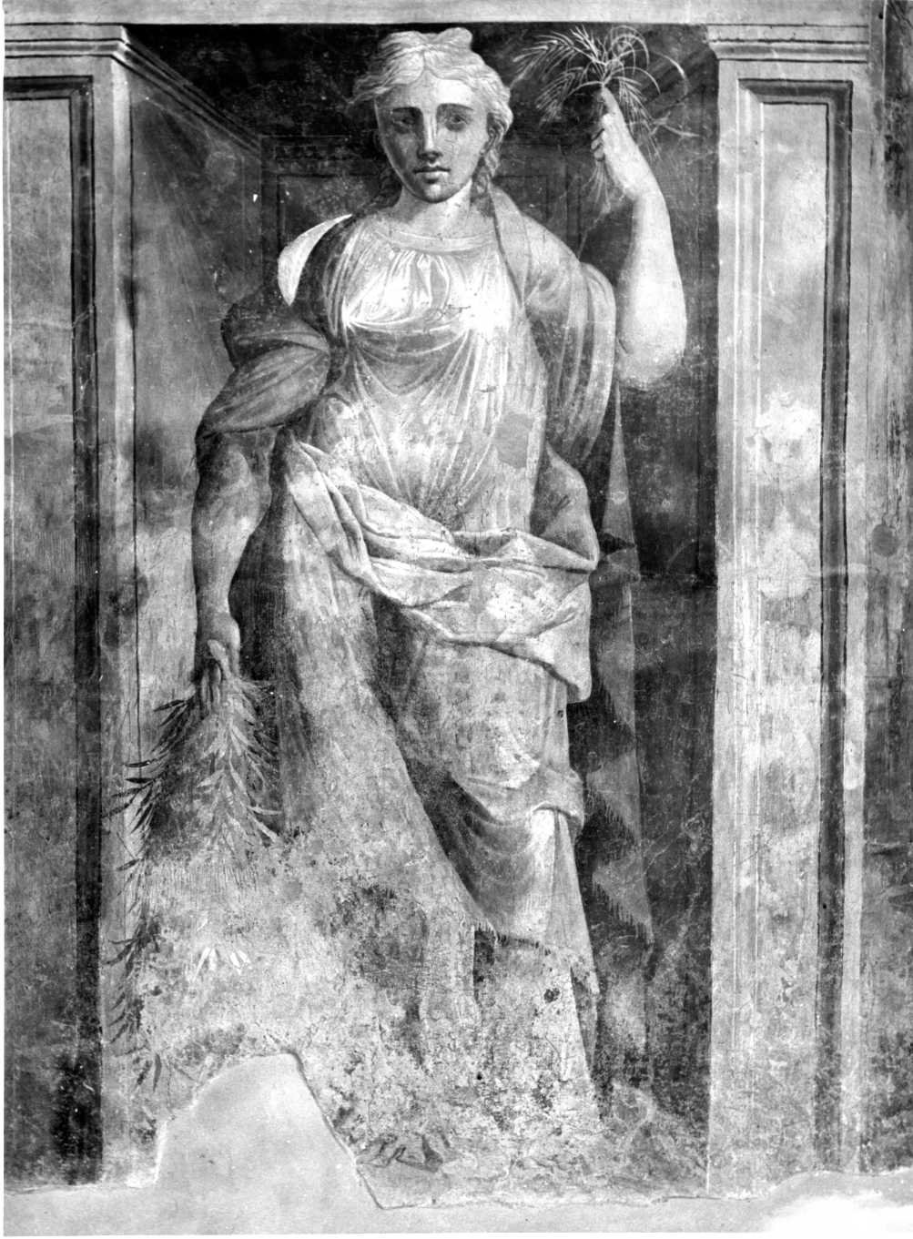 figura allegorica femminile (decorazione pittorica, elemento d'insieme) di Donato da Copertino (sec. XVI)