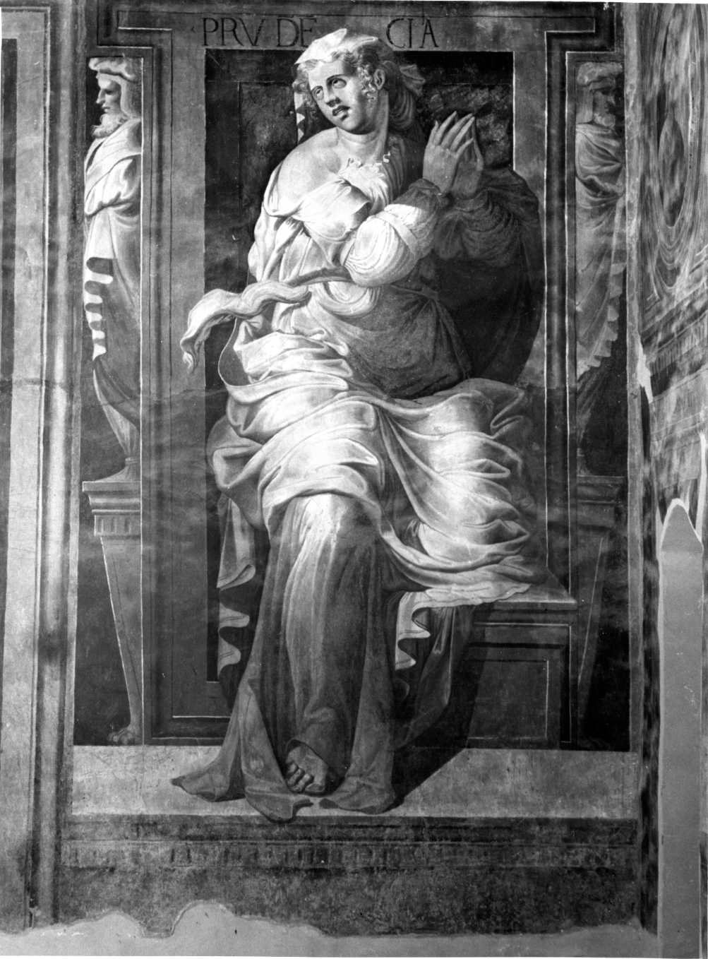 Prudenza (decorazione pittorica, elemento d'insieme) di Donato da Copertino (sec. XVI)