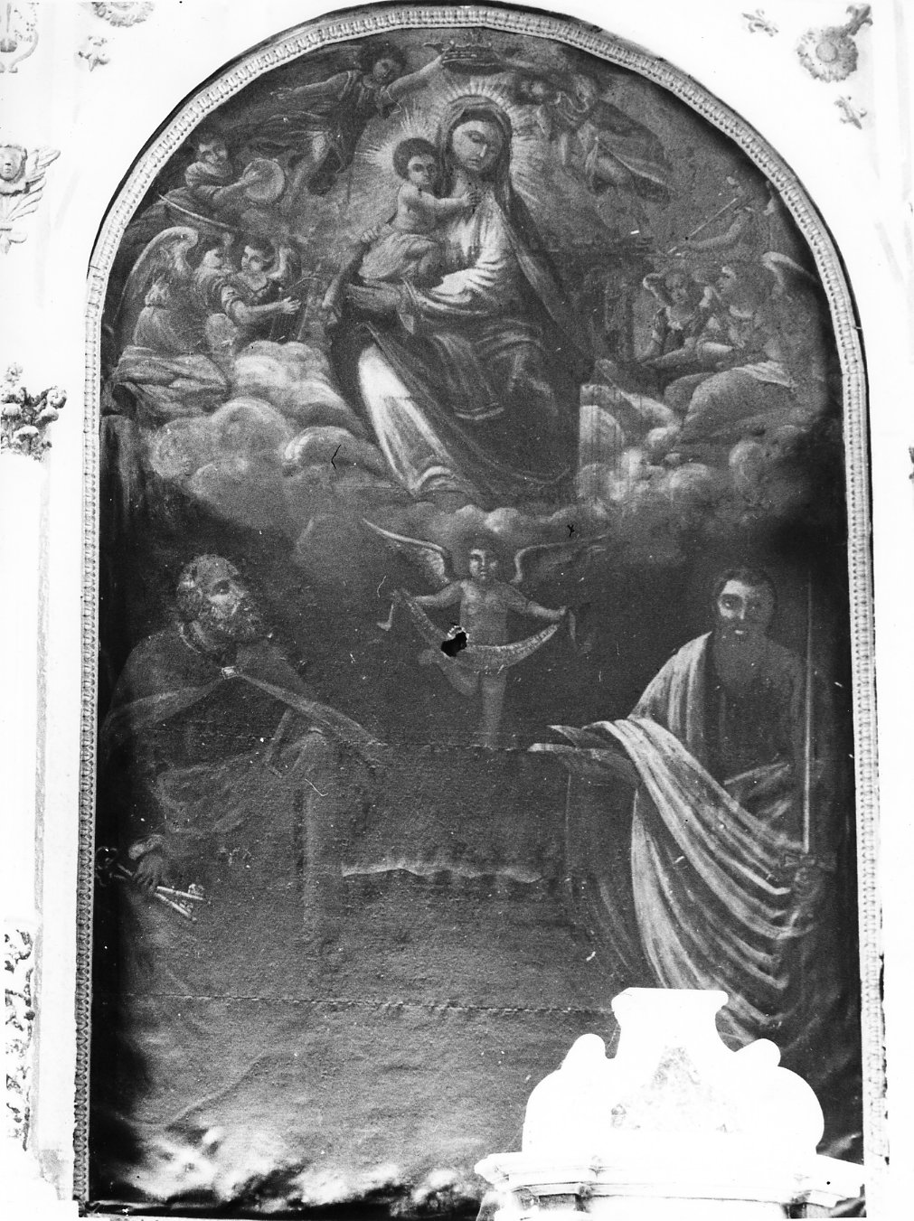 Madonna con Bambino in gloria e i santi apostoli Pietro e Paolo (dipinto) - ambito molisano (sec. XVIII)