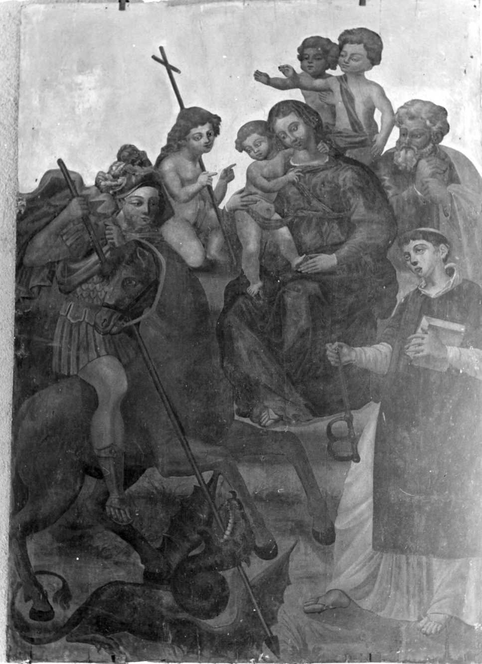 Sacra Famiglia con San Giovannino, San Giorgio e San Leonardo (dipinto) - ambito molisano (secc. XIX/ XX)