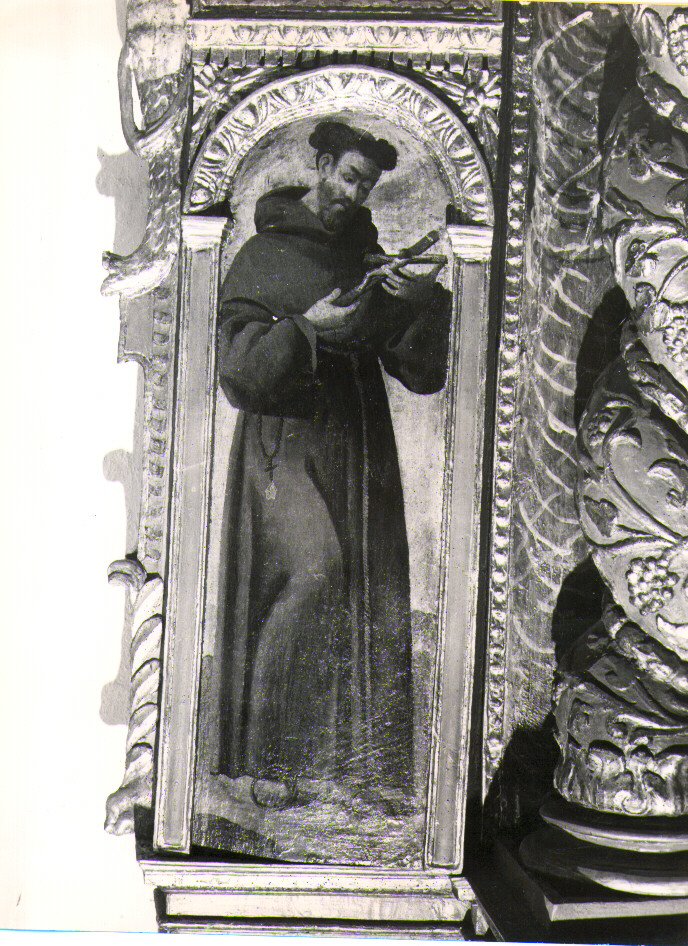 San Francesco d'Assisi abbraccia Cristo crocifisso (dipinto, elemento d'insieme) - ambito napoletano (prima metà sec. XVI)