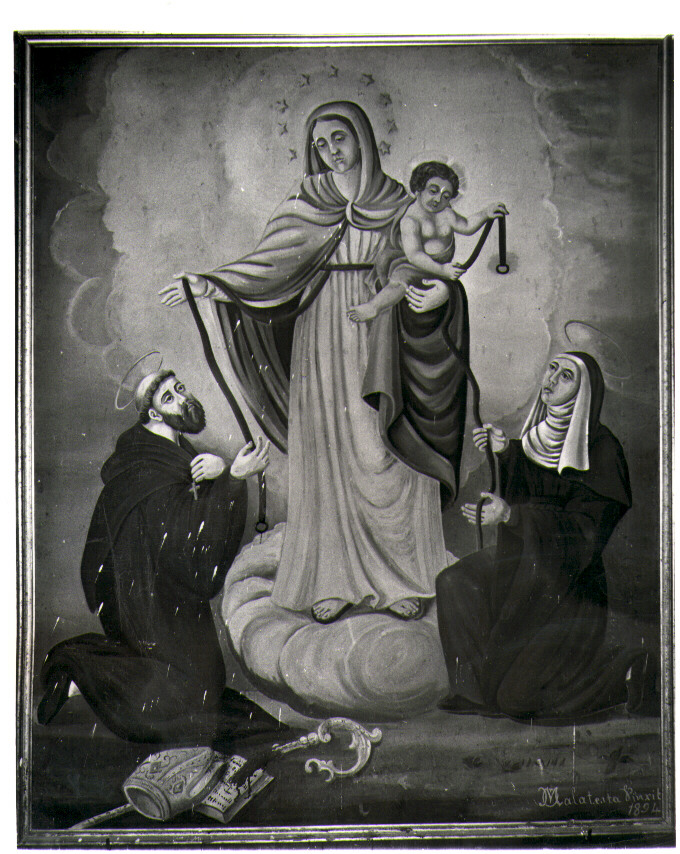 Madonna della Cintura e santi (Santa Chiara, San Francesco), Madonna della Cintola (dipinto, opera isolata) - ambito Italia meridionale (sec. XIX)