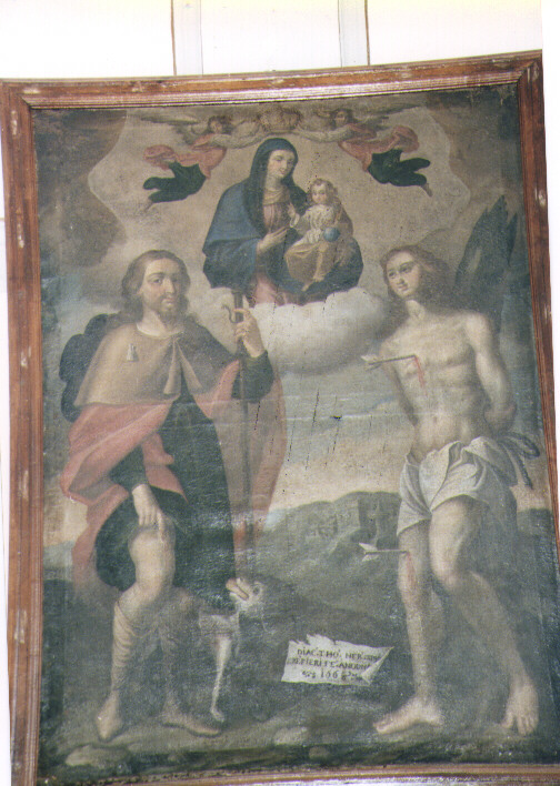 Madonna in gloria tra San Rocco e San Sebastiano (dipinto) - ambito molisano (sec. XVII)