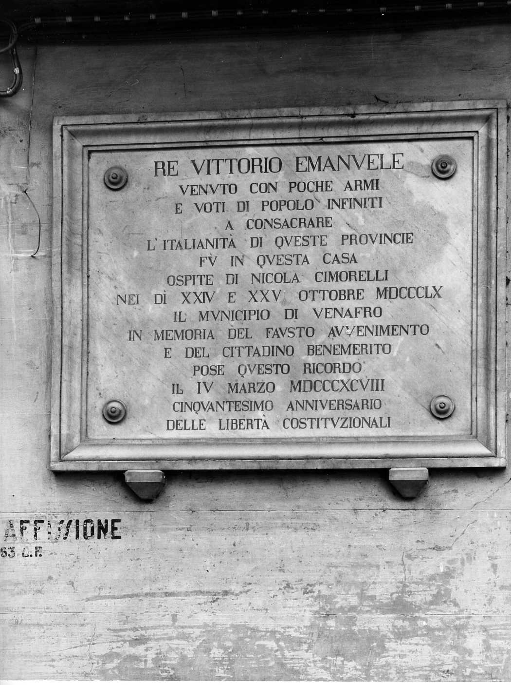 lapide commemorativa - bottega molisana (sec. XIX)