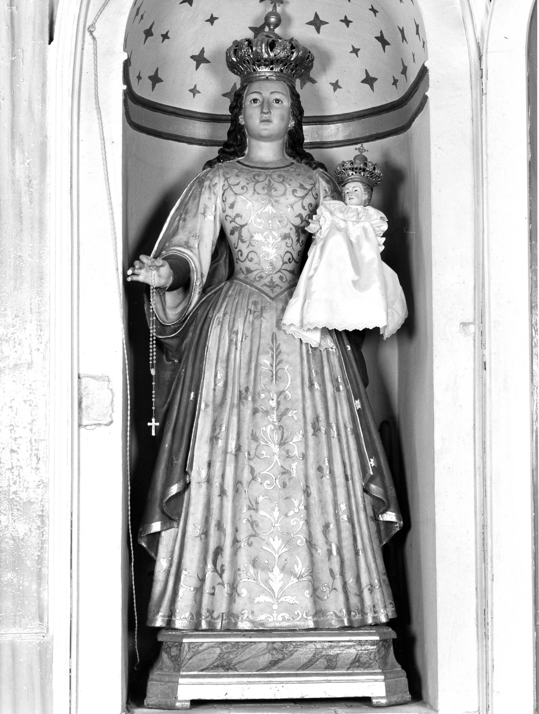 Madonna del Rosario con Bambino (gruppo scultoreo) - bottega Italia meridionale (secc. XIX/ XX)