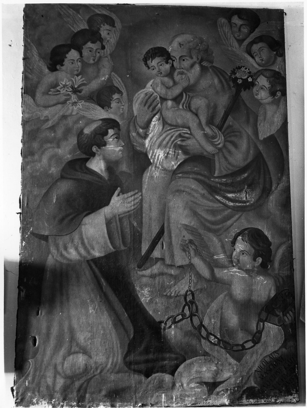 San Giuseppe con Gesù Bambino e santo (dipinto, opera isolata) - ambito molisano (sec. XIX)