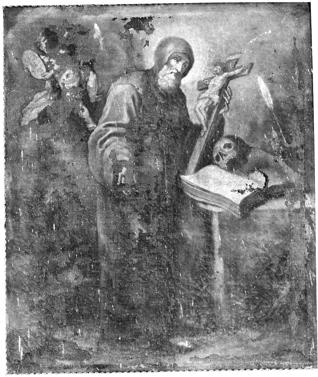 San Francesco di Paola in adorazione del Crocifisso (dipinto) - ambito pugliese (prima metà sec. XVII)