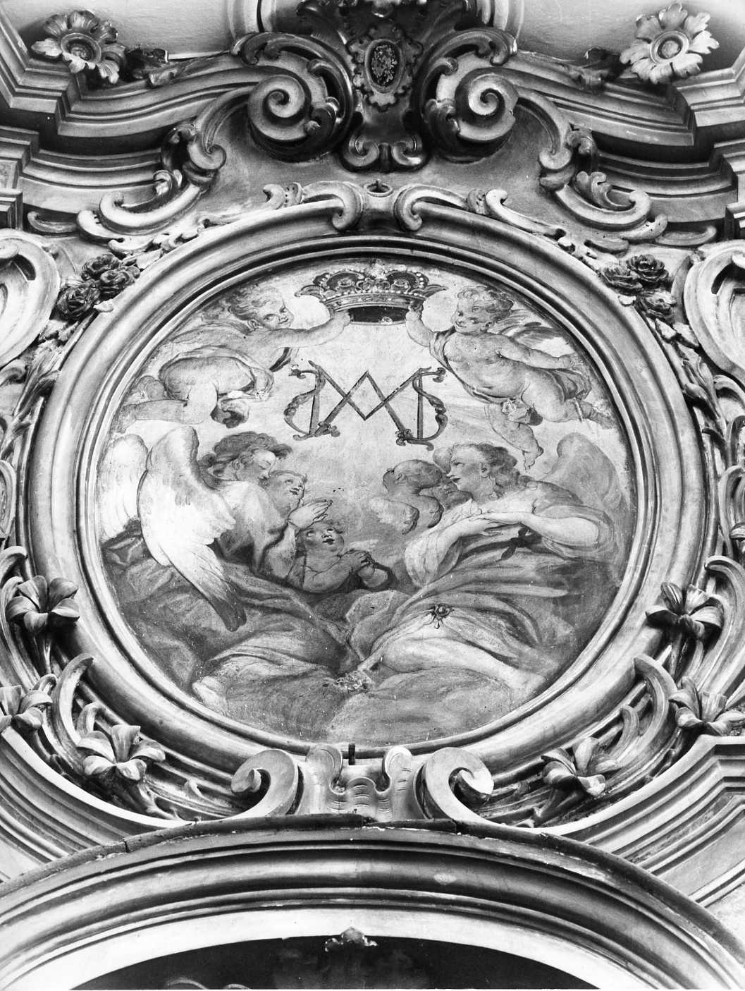 angeli adoranti il monogramma mariano (dipinto, opera isolata) di Sperduti Paolo (sec. XVIII)