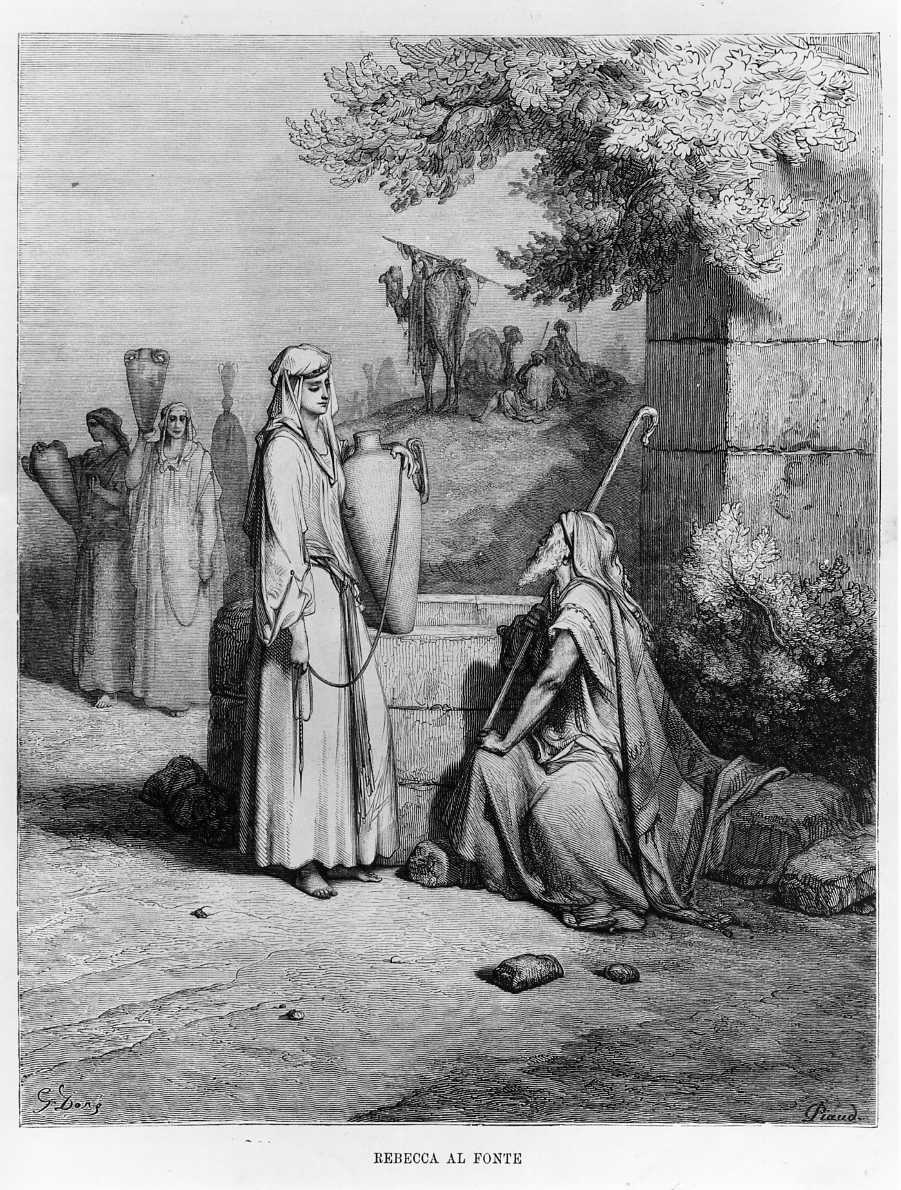 Rebecca al fonte, Rebecca alla fonte (stampa) di Doré Gustave, Piand (sec. XIX)