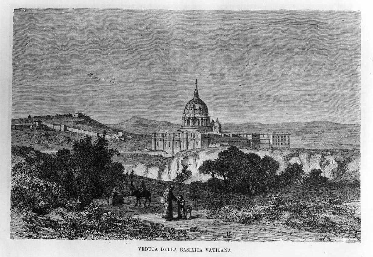 Veduta della basilica vaticana, veduta della basilica vaticana (stampa) di Pannemaker Ligur, F. R (sec. XIX)
