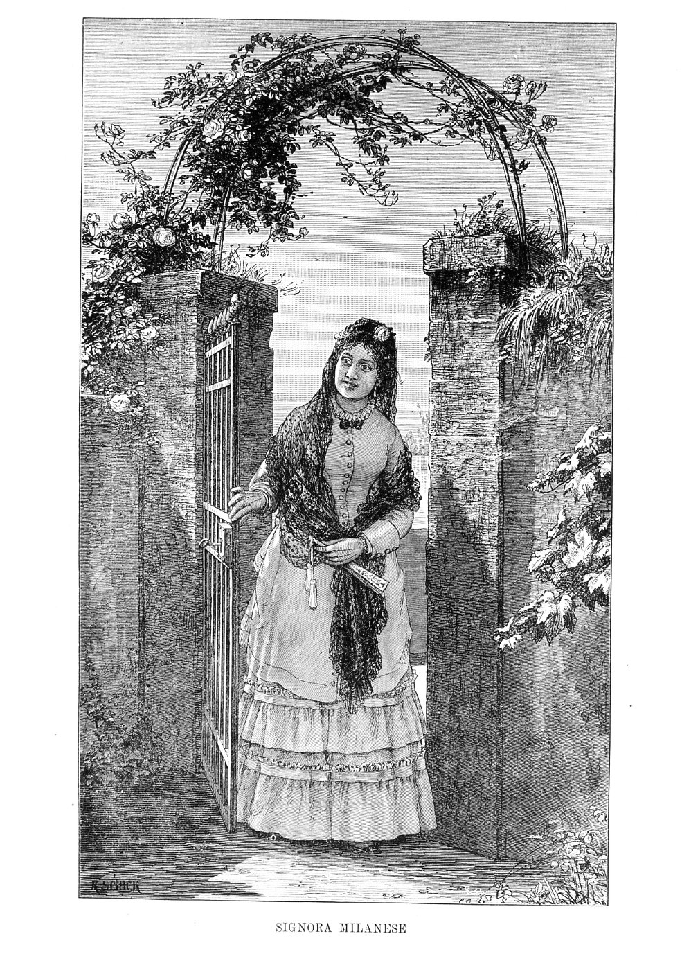 Signora milanese, ritratto femminile (stampa) di Schick Rudolf (sec. XIX)