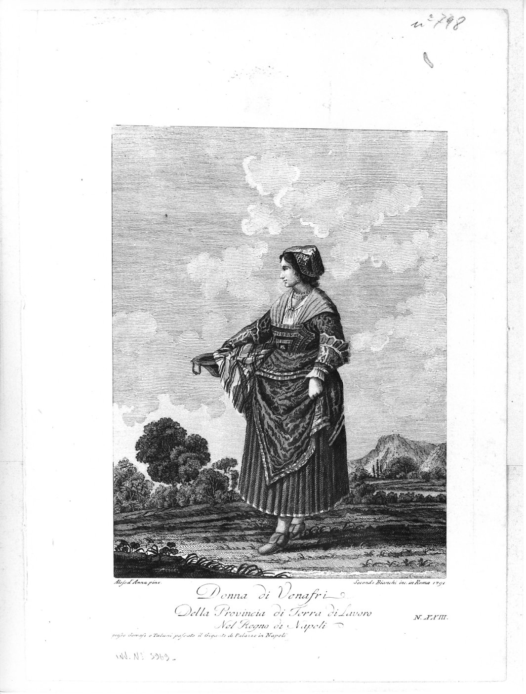 Donna di Venafro (stampa) di D'Anna Alessandro (attribuito), Bianchi Secondo (attribuito) (sec. XVIII)